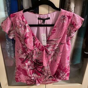 NWT! White House Black Market Flutter Sleeve Surplice Top